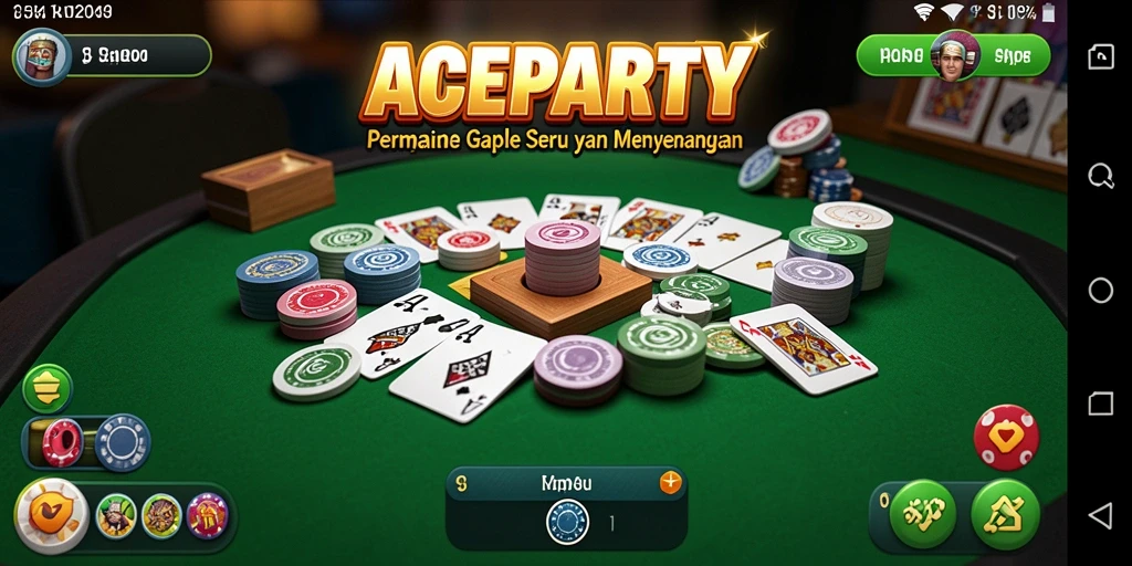 Tangkapan layar utama ACEPARTY menampilkan serunya permainan Gaple.