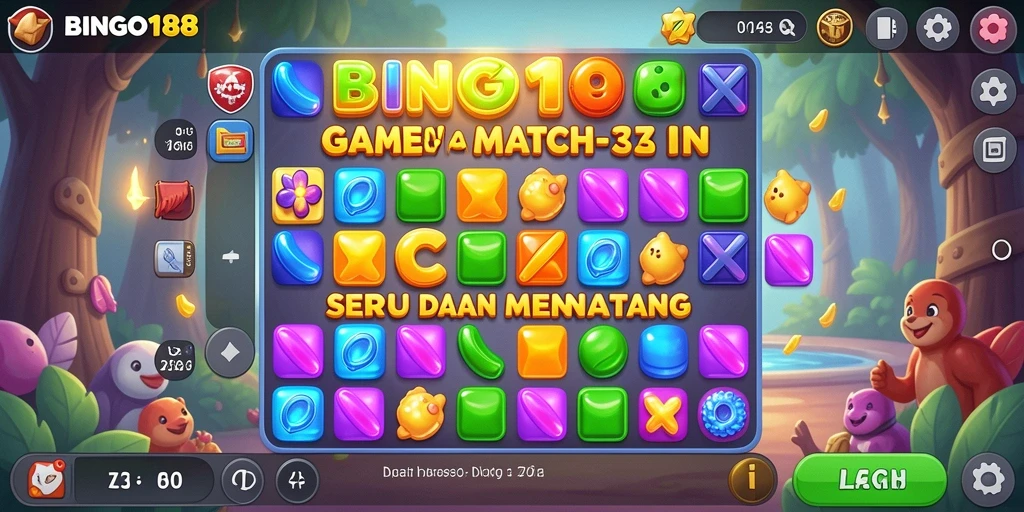 Tampilan gameplay seru dari BINGO188 dengan elemen Match-3.