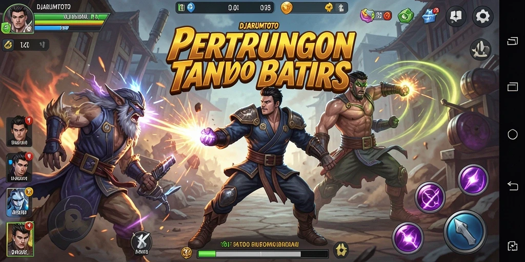 Screenshot utama DJARUMTOTO yang menunjukkan aksi pertarungan seru.