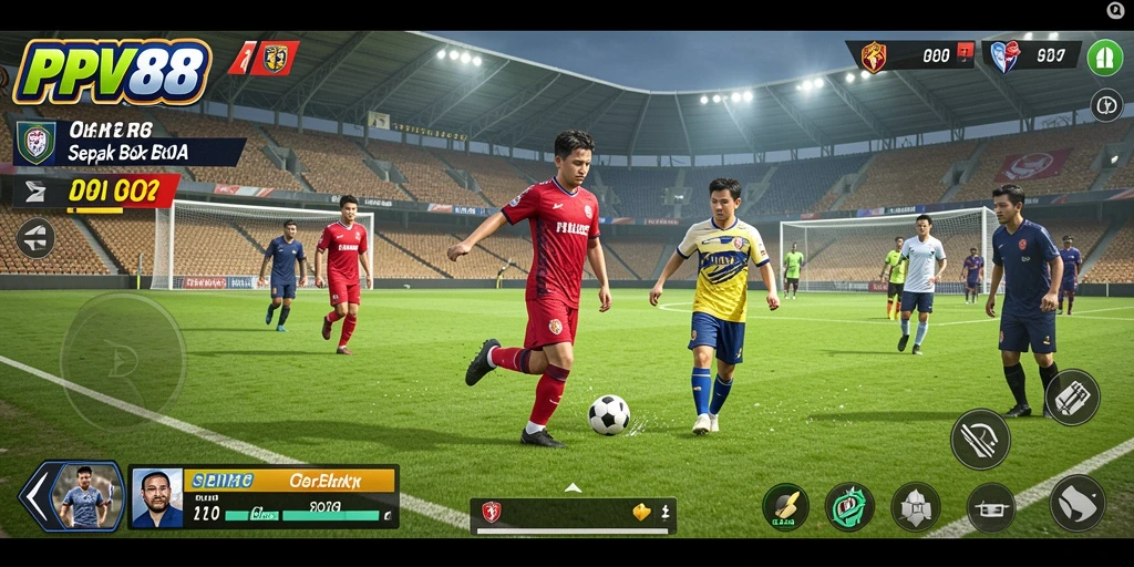 Tampilan gameplay menegangkan dalam permainan sepak bola PPV88.