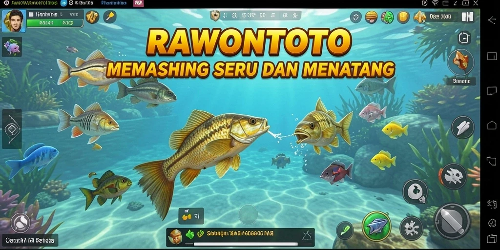 Gameplay menarik dalam RAWONTOTO dengan aktivitas memancing yang seru.