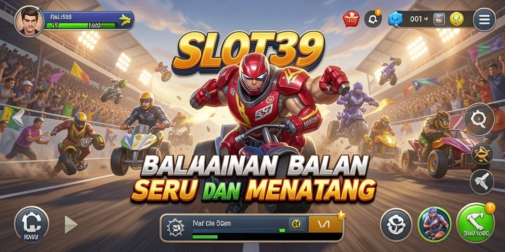 Screenshot gameplay SLOT39 menampilkan aksi balapan yang mendebarkan.
