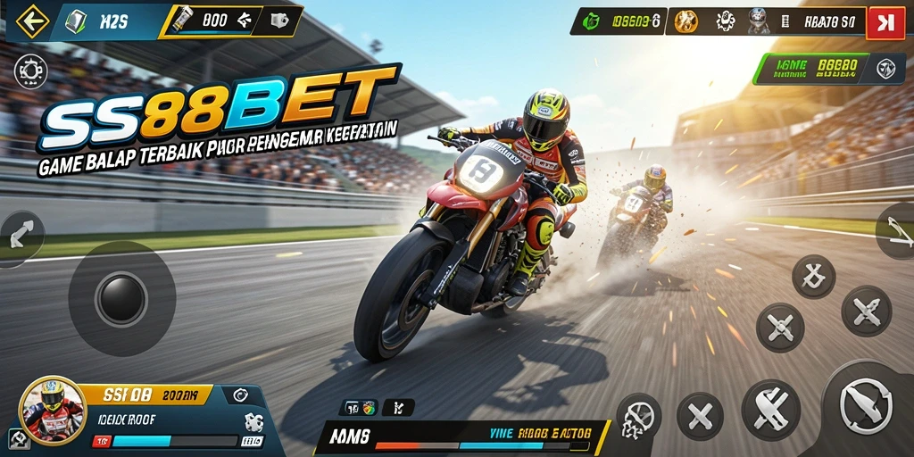 Tampilan aksi mendebarkan dari gameplay balap di SS88BET.