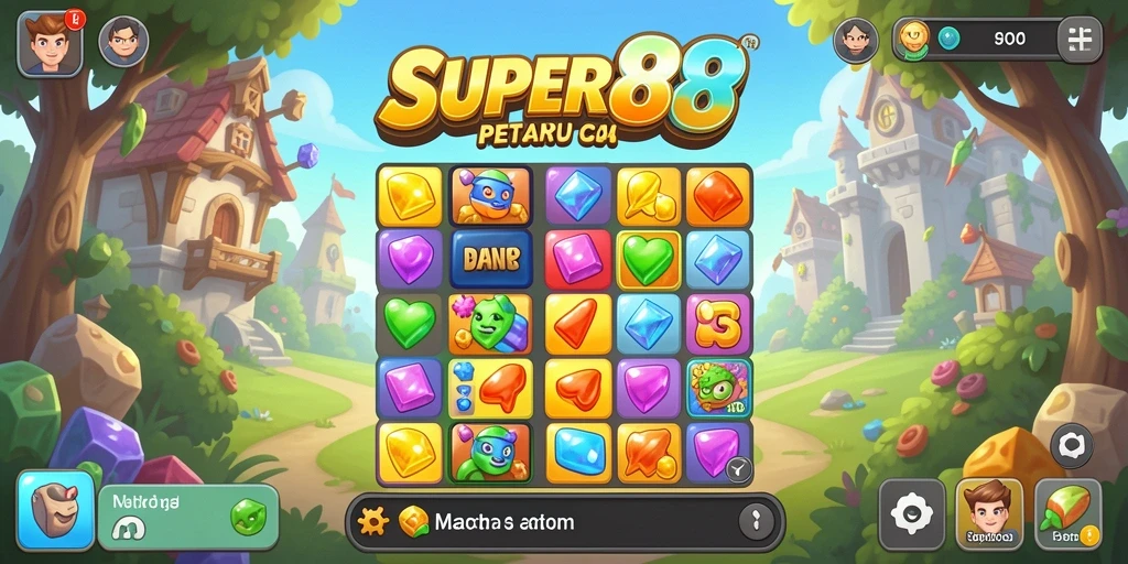 Gameplay Match-3 yang seru dan penuh warna.